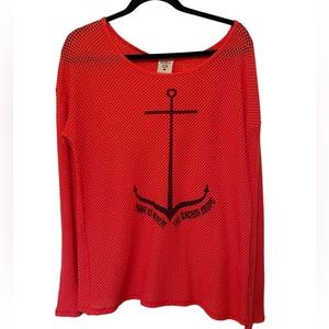 Spirit Sun Anchor graphic Orange sweater size large